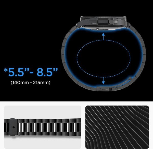 Rrip ore inteligjente Spigen Modern Fit 316L, për Samsung Galaxy Watch6 Classic 47mm, i zi