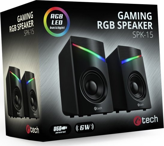 Altoparlantë C-TECH SPK-15, 2.0, RGB, të zi 
