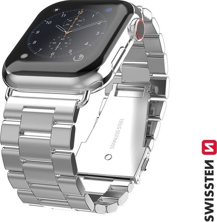 Rrip dore Swissten Metal Bezel për Apple Watch, 42–44 mm, çelik inox, argjendtë