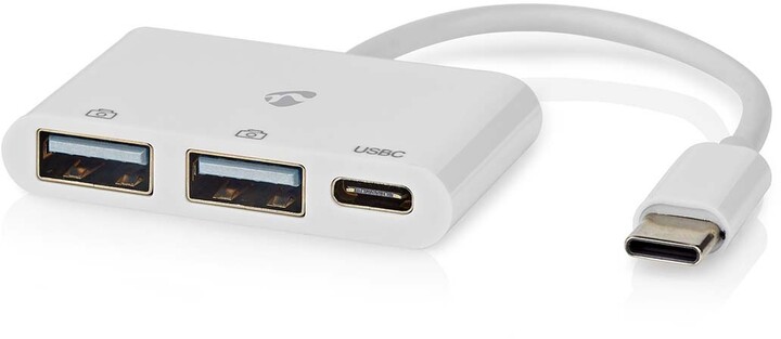 USB hub Nedis, 3 порти, USB-C, USB 2.0, 2x USB-A, 1x USB-C