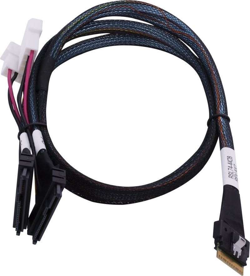 Kabllo SAS Microchip Technology 2305500-R, SlimSAS x8 në 2x U.2 SFF-8639, 0.8m, e zezë