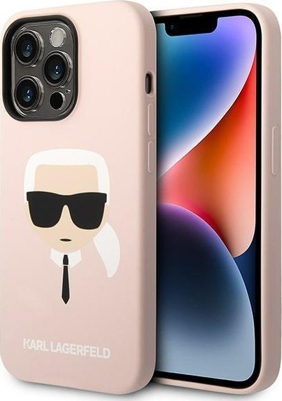 Mbulesë telefoni Karl Lagerfeld për iPhone 14 Pro 6.1", silikon, MagSafe, rozë e çelët