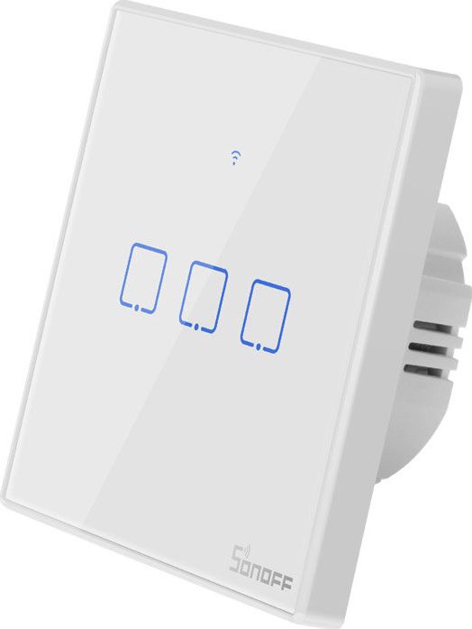 Ndërprerës inteligjent muri Sonoff TX, WiFi RF 433MHz, 3 kanale Touch, i bardhë
