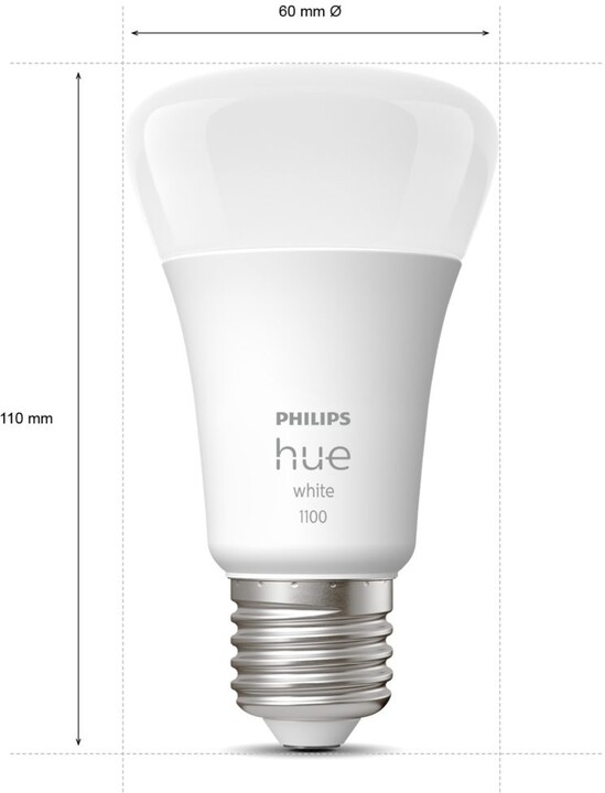 Poç Philips Hue White 9.5W 1100lm E27, 2 copë