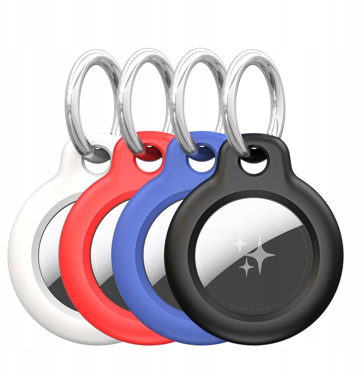 Mbajtëse çelësash Dux Ducis për Apple AirTag, set 4 copë, silikon TPU, shumëngjyrëshe