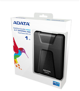 Hard disk i jashtëm ADATA HD650, 1TB, i zi