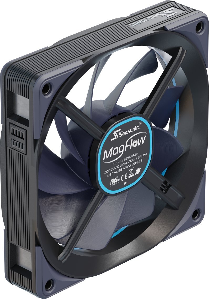 Ventilatorë PC SeaSonic MagFlow 1225, set 3x120mm, PWM, të zinj