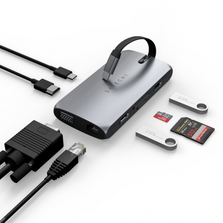 Адаптер Satechi USB-C On-the-go Multiport, сив