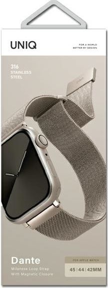 Rrip ore Uniq Dante për Apple Watch, çelik inox, 42/44/45mm, starlight