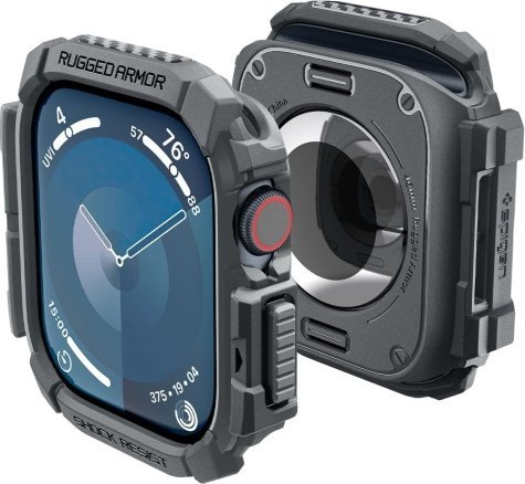 Заштита за часовник Spigen Rugged Armor, за Apple Watch 10 46mm, темно сива