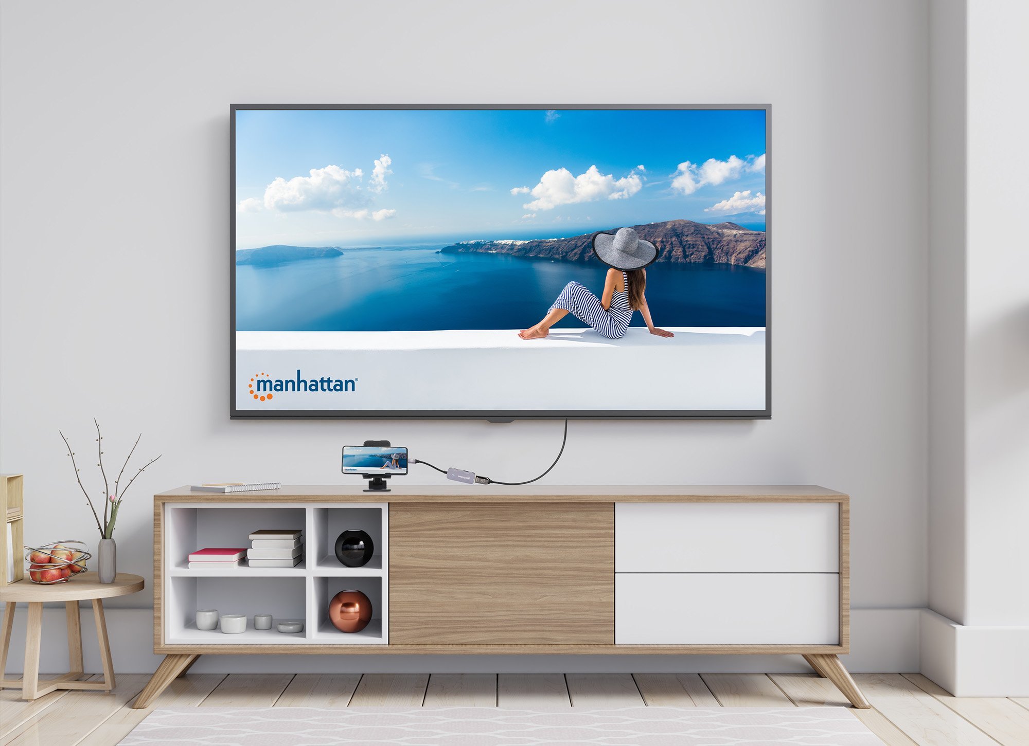 Dock USB C Manhattan 3 in 1, HDMI 4K60, USB A, Power Delivery 100W, gri