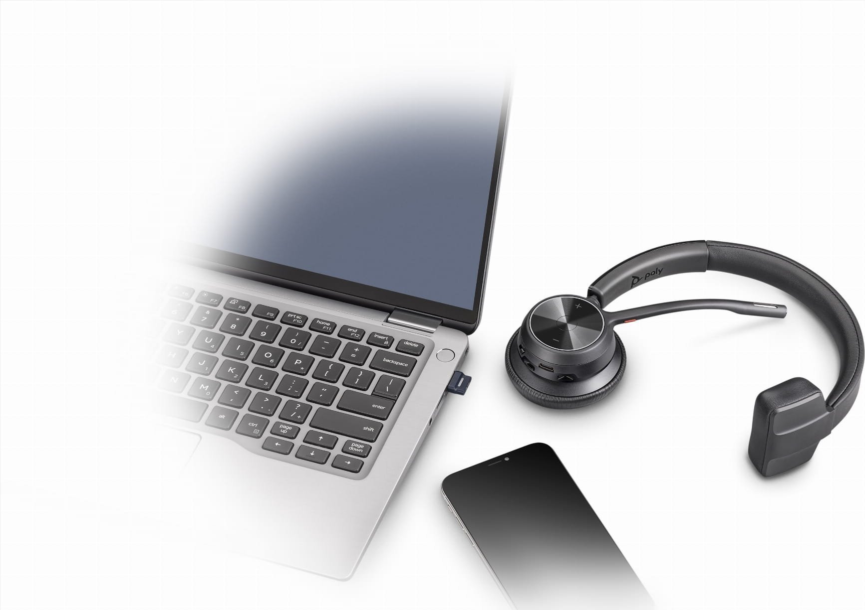 Безжични моно слушалки HP Poly Voyager 4310 UC, Bluetooth USB-C, со држач за полнење, црна