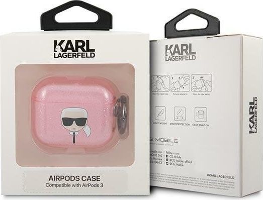 Kuti mbrojtëse Karl Lagerfeld për AirPods 3, rozë
