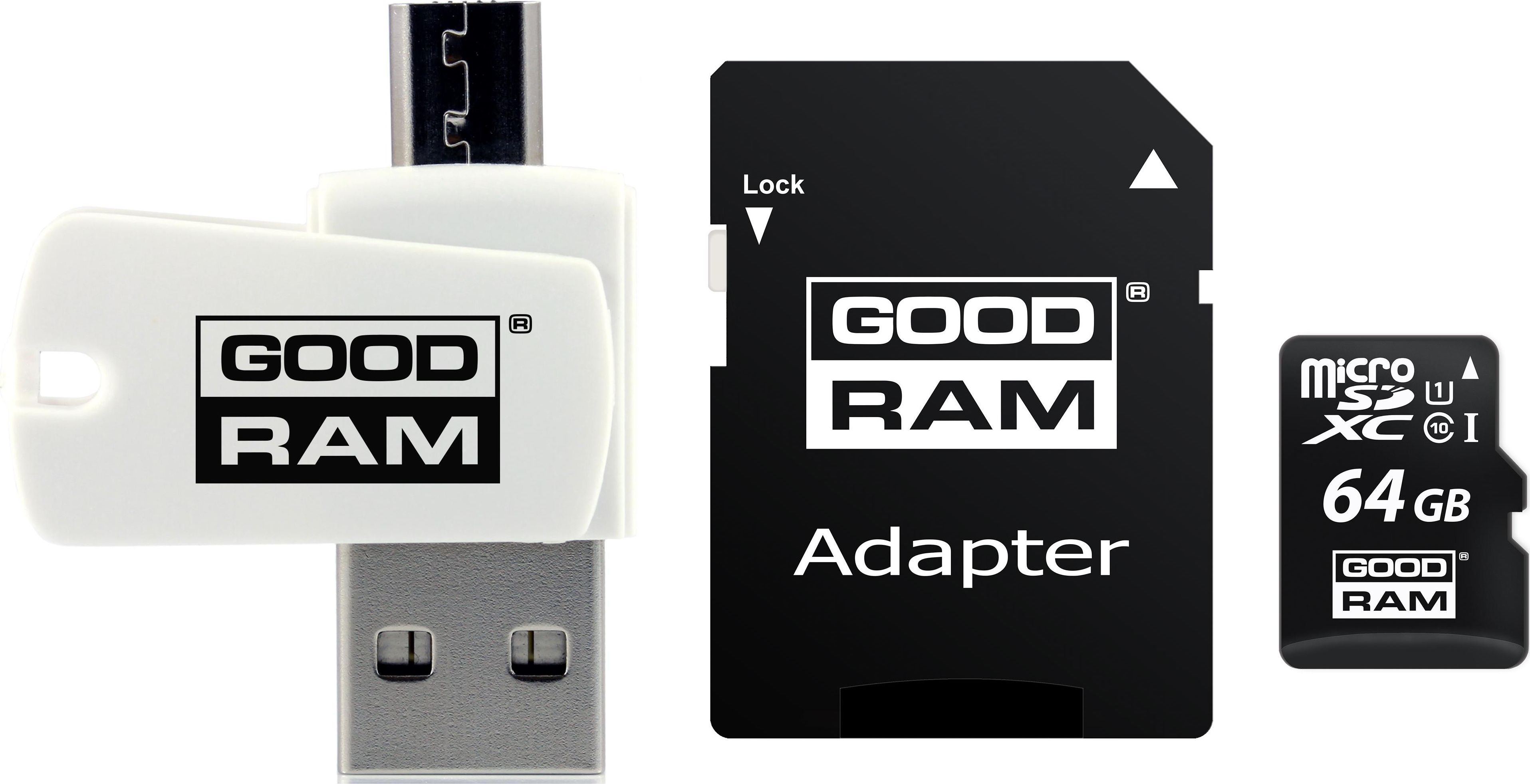 Kartë memorike GoodRam All in One MicroSDXC, 64GB, Class 10 UHS I U1, me adapter