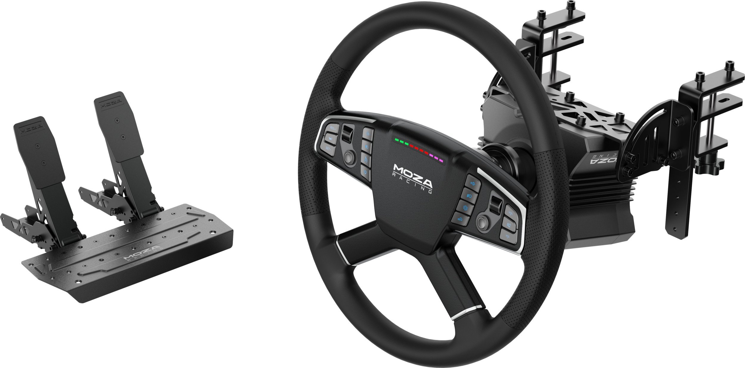 Комплет за симулација камион MOZA Truck Driving, R5 база, TSW Truck Wheel, SR P Lite педали, црн