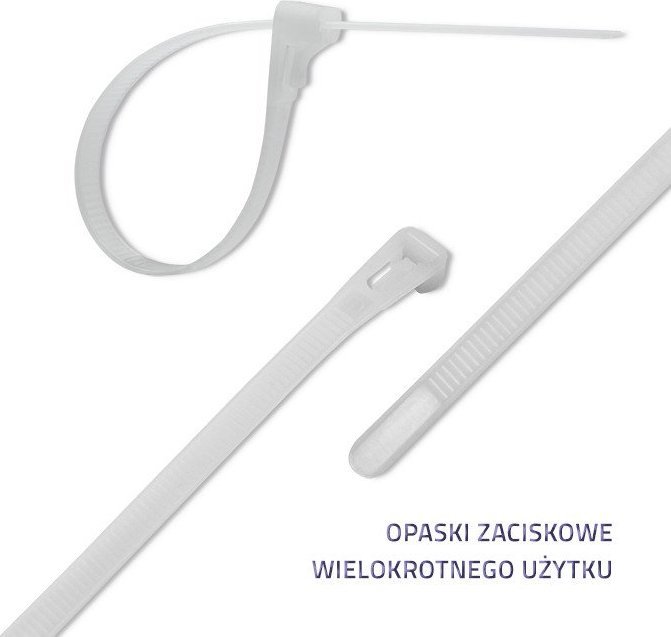 Lidhëse kabllosh Qoltec Reusable, 7.2 x 250mm, najlon UV, të bardha