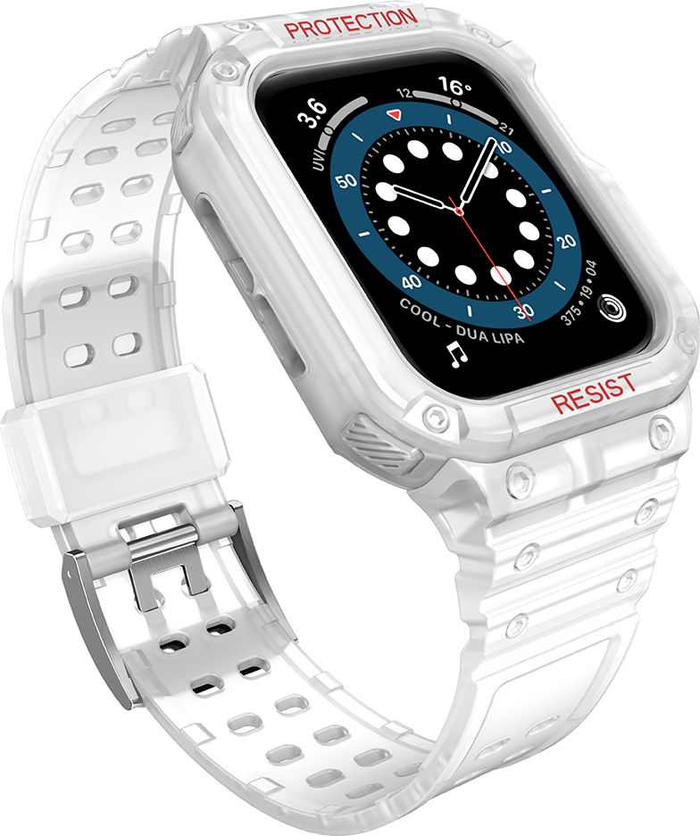 Rrip me kasë mbrojtëse Hurtel Protect për Apple Watch 7 6 5 4 3 2 SE, 45 44 42mm, i bardhë
