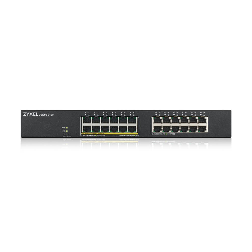 Switch Zyxel GS1900-24EP, 24 porta Gigabit, PoE Plus, për rack