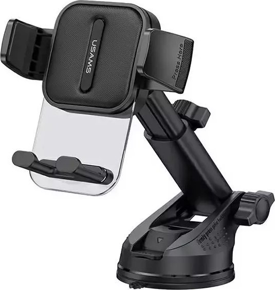 Mbajtës telefoni për veturë Usams US-ZJ072, për kokpit dhe xham, i zi