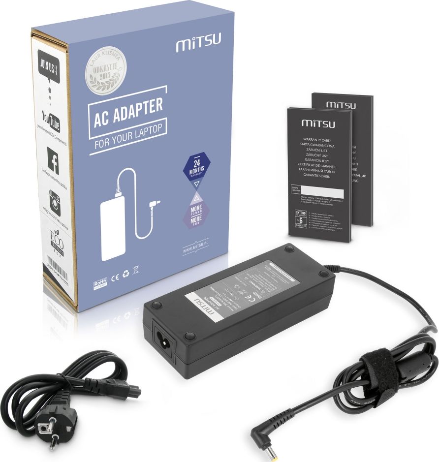 Adapter karikues për laptop Mitsu ZM/ACE1971, 135 W, 19 V 7.1 A, i zi