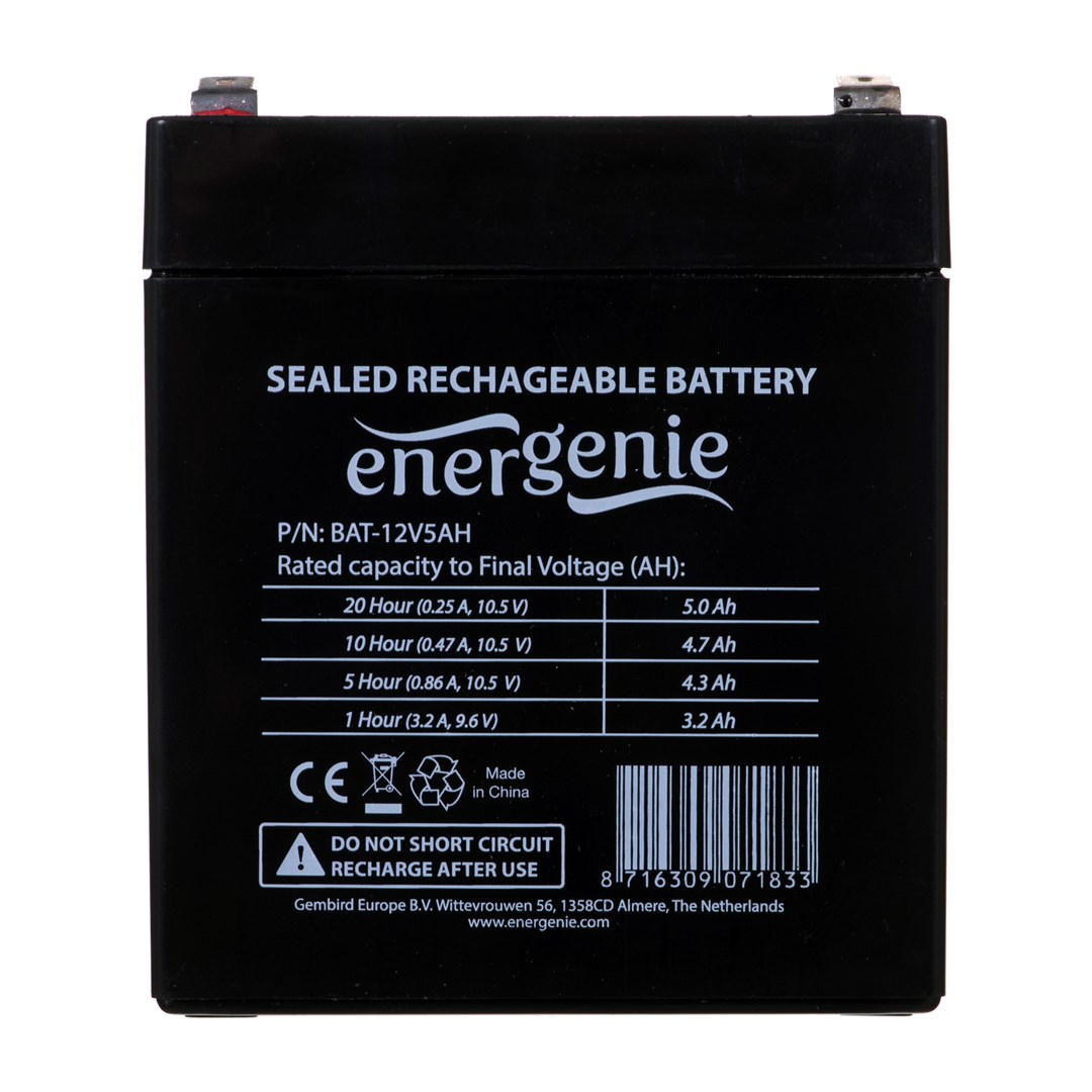 Bateri Gembird BAT-12V5AH, 12V, 5Ah, e zezë
