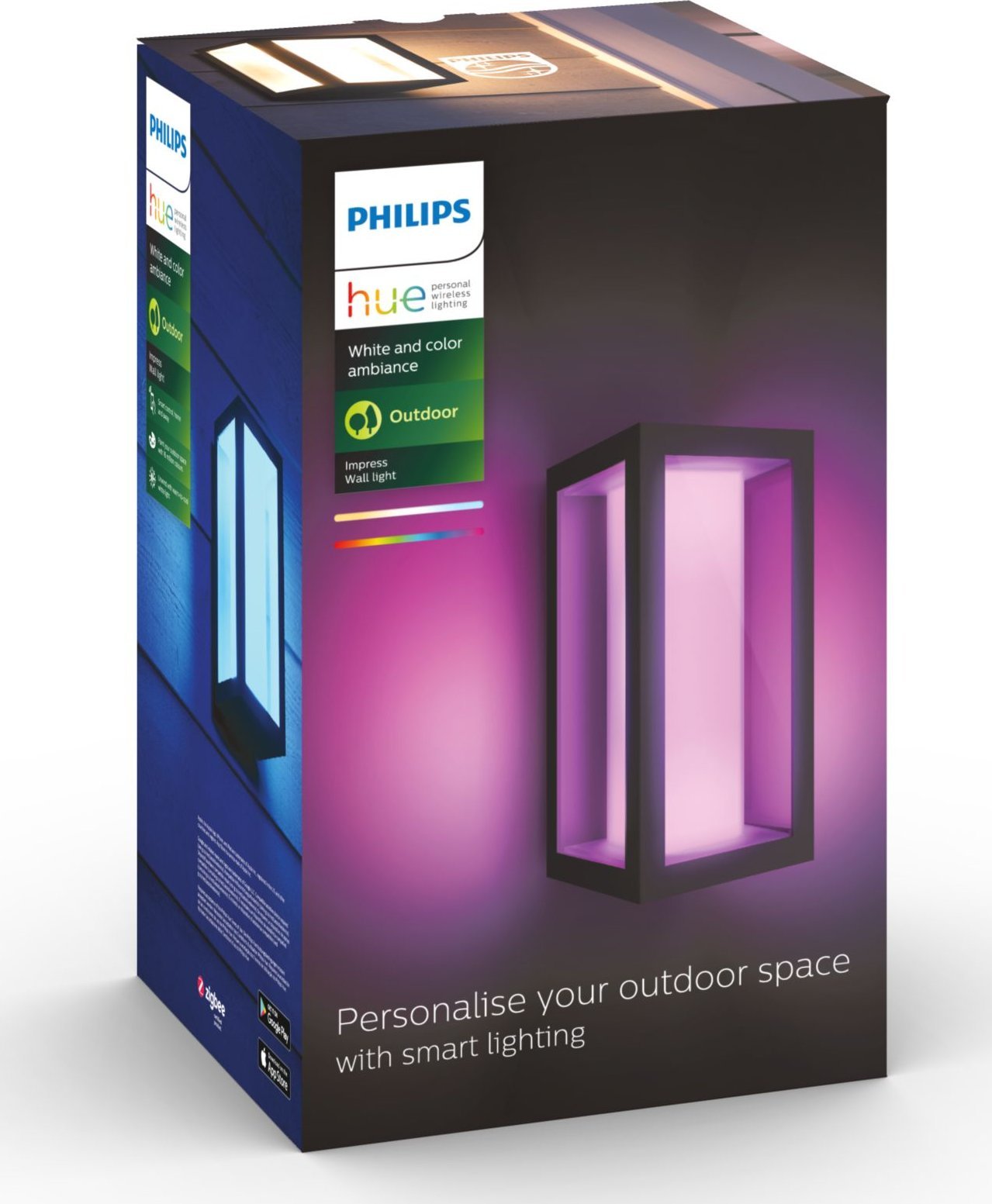 Dritë murale e jashtme Philips Hue Impress, White and Colour Ambience, smart, e zezë