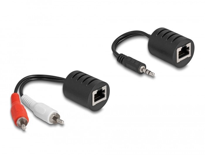 Сет аудио адаптер Делок 87859, RJ45 во 3.5mm и RCA, црн