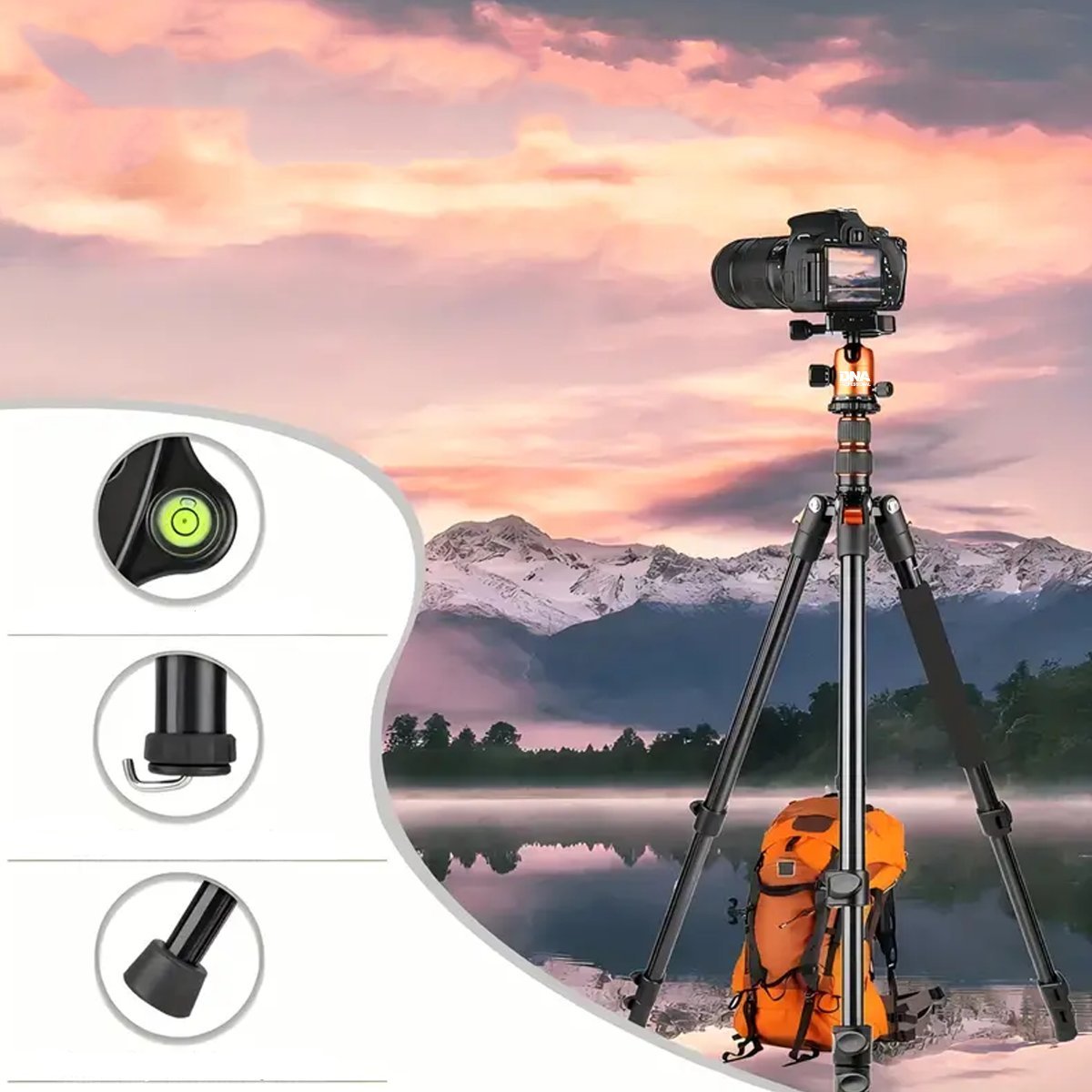 Tripod për kamera dhe telefon Bitmat PS1 PRO, 170 cm, me mbajtëse telefoni dhe çantë transporti, i zi