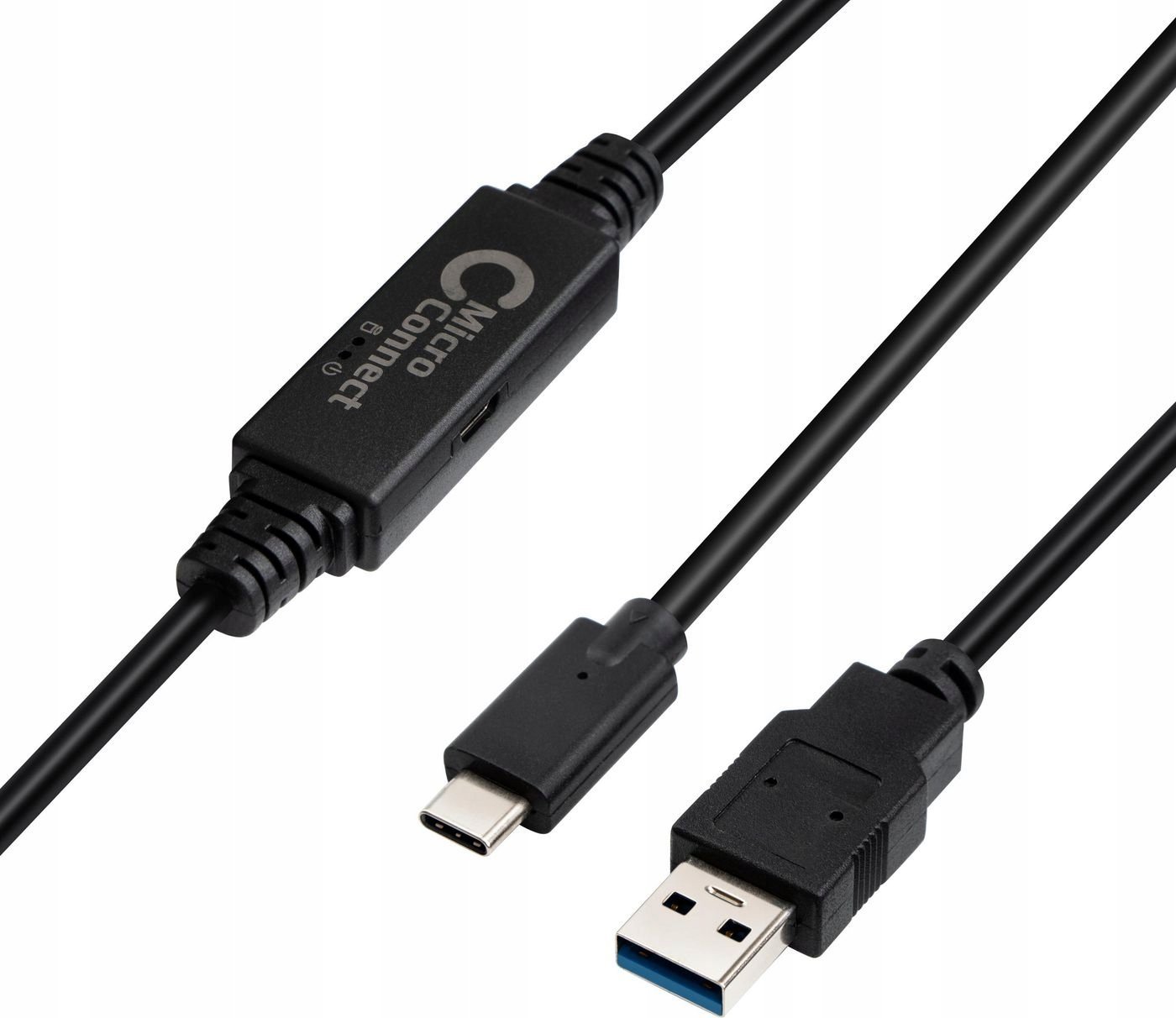 Kabllo USB aktive Microconnect USB3.1CA5AMP, USB A në USB C, 5 Gbps, 5m, e zezë