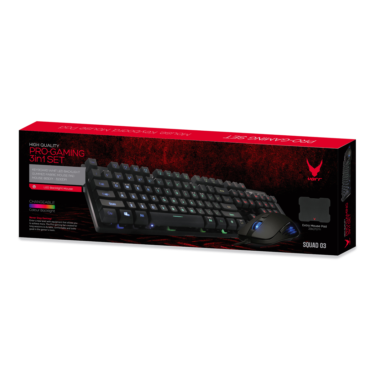 Set gaming Varr Cherry VSETKMP01, tastierë + maus + mauspad, i zi
