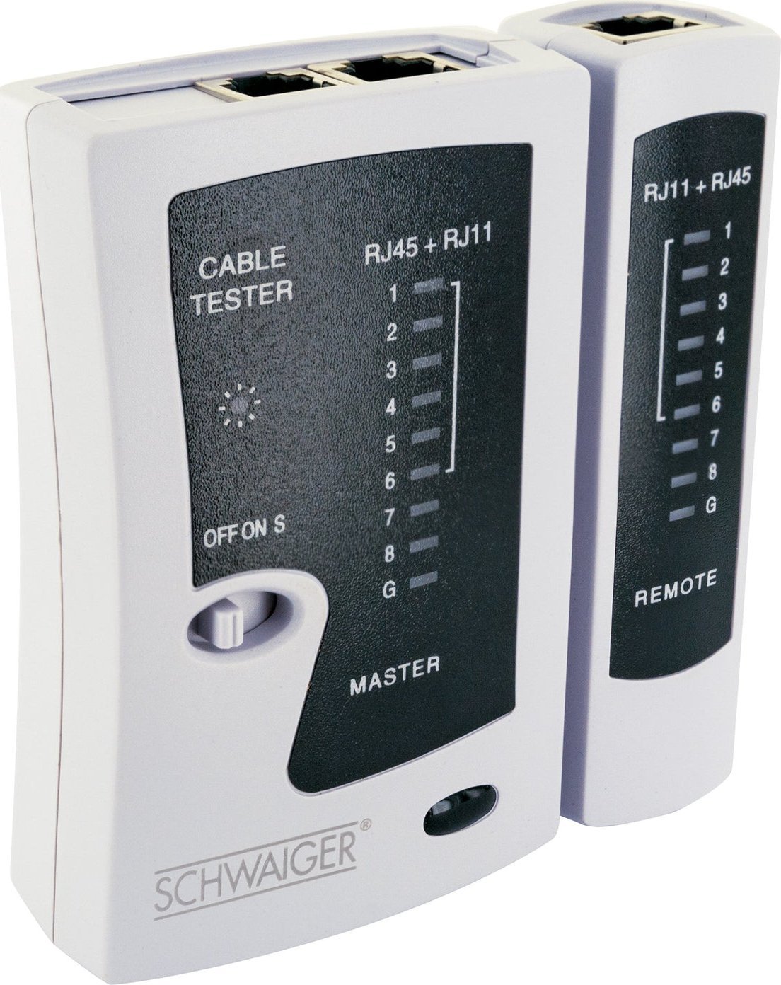 Testues kabllosh rrjeti Schwaiger NWM1 531, RJ45 RJ11, i zi e bardhë