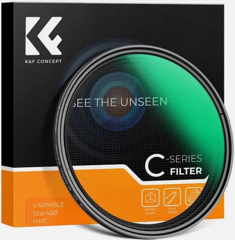 Filter fotografik K&amp;F Concept Variable Star 4-8 62mm, xham optik 18 shtresa, i gjelbër