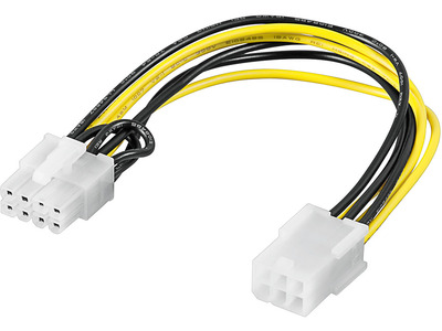 Kabllo adapter Goobay PCIe 6 pin në 8 pin, 0.2 m, e verdhë e zezë
