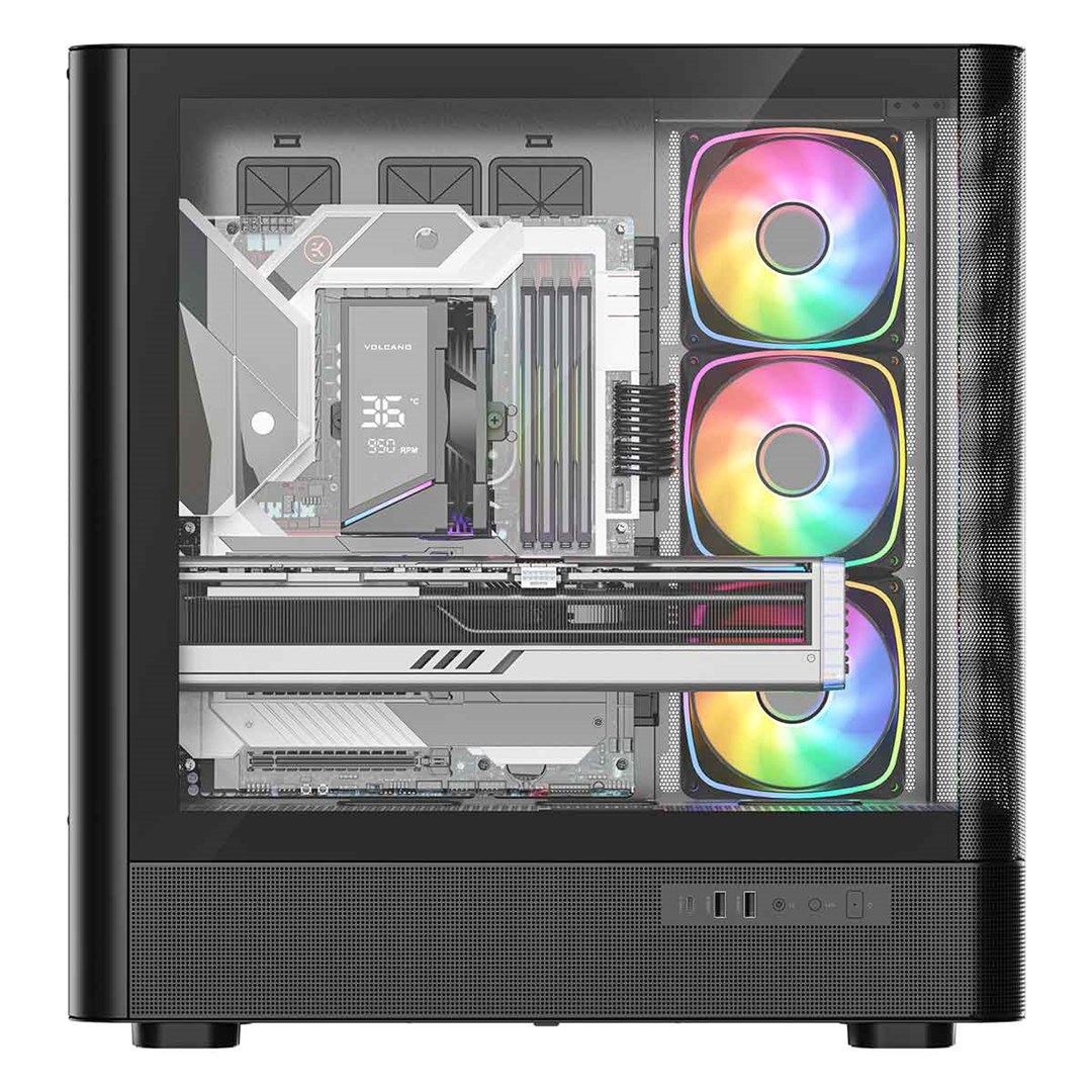 Kasi gaming Modecom Volcano AQ500 ARGB, MIDI tower, ekran LCD, i zi
