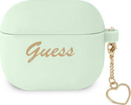 Kuti mbrojtëse Guess Silicone Charm Heart Collection për AirPods 3, silikon, me varëse dekorative, e gjelbër