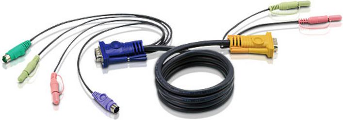 Kabllo KVM ATEN PS/2, 3m, video dhe audio, e zezë