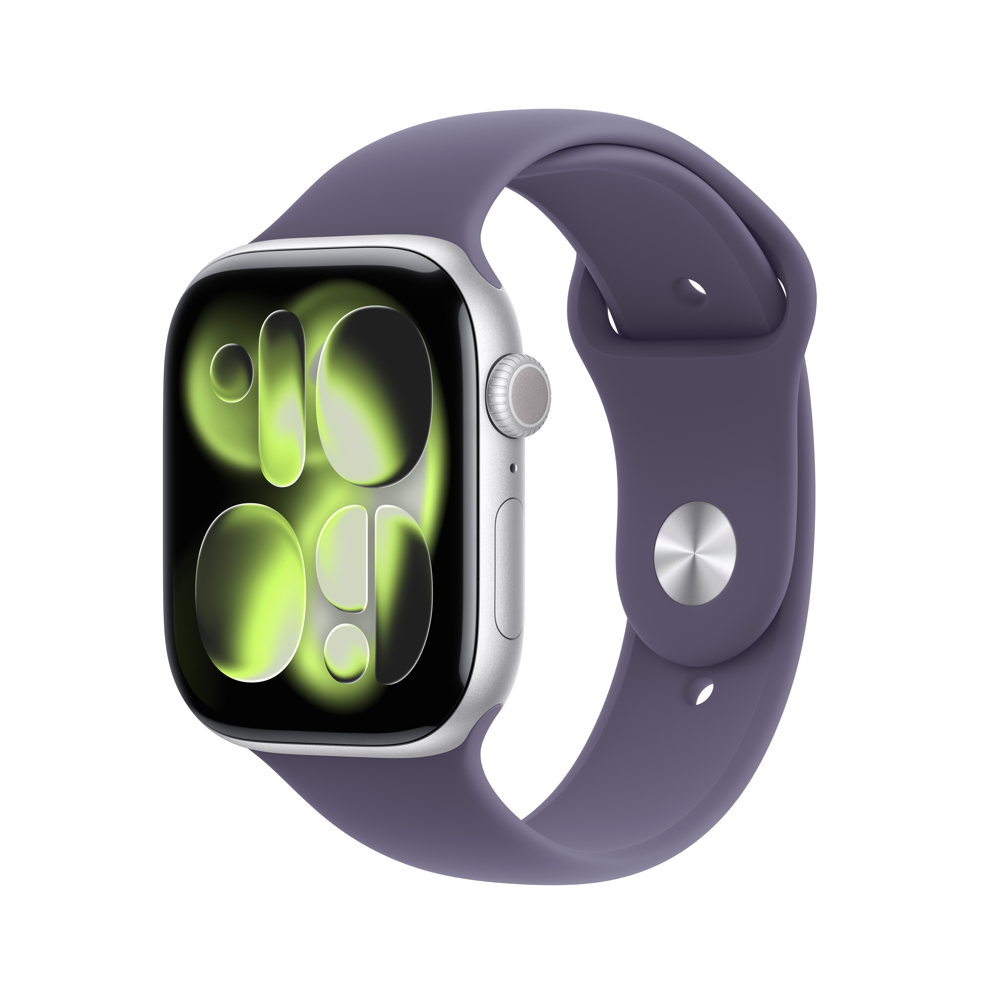 Apple Watch Series 11 GPS 46mm Silver Aluminium Case with Purple Fog Sport Band, S/M