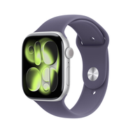 Apple Watch Series 11 GPS 46mm Silver Aluminium Case with Purple Fog Sport Band, S/M