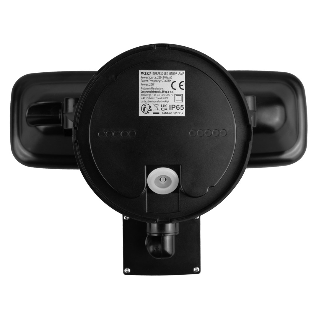 Llambë murale LED Maclean MCE524 B, 20W, 1500lm IP65 4000K, e zezë