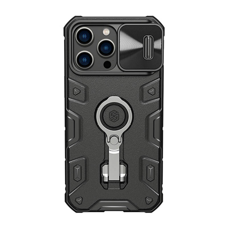 Kuti mbrojtëse Nillkin CamShield Armor Pro për iPhone 14 Pro Max, me unazë 360°, e zezë