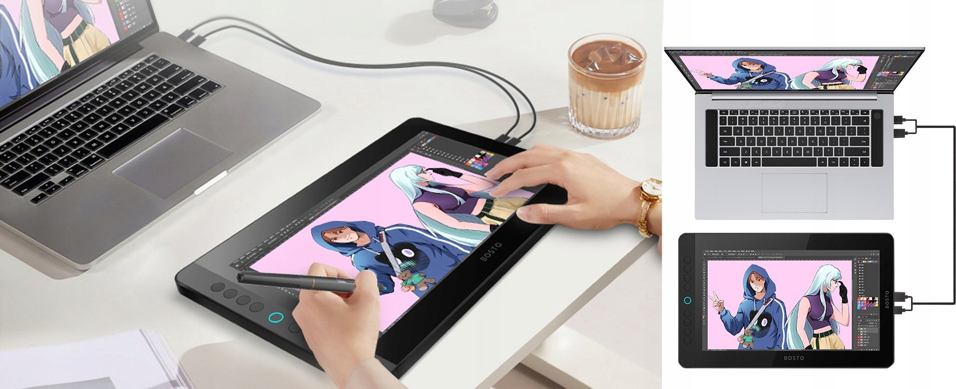 Tablet grafik Bosto BT-13HDKT, 13.3", Full HD, i zi