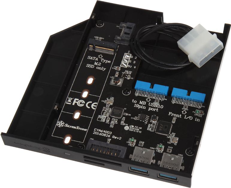 Adapter SilverStone SST-FPS01, për M.2 SATA SSD, bajt 12.7mm, gri