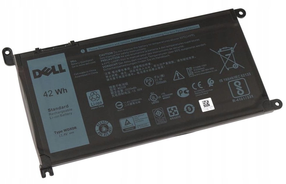 Bateri laptopi Dell, 42Wh, Lithium-ion, e zezë