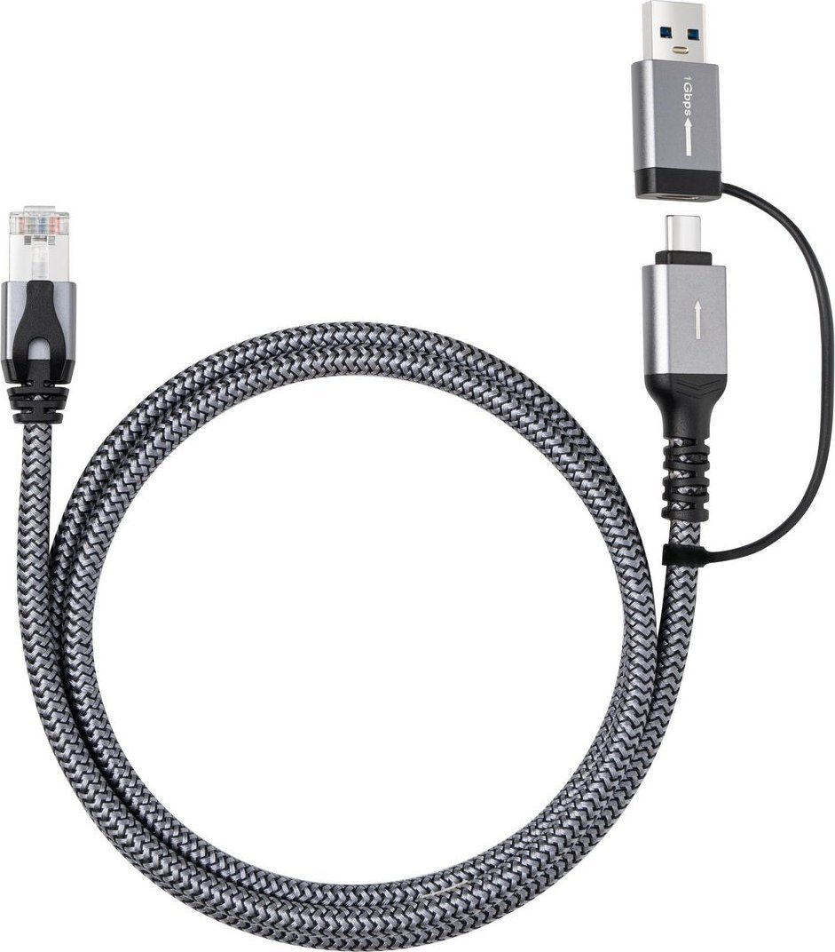 Kabllo adapteri Microconnect CAT6 FTP, USB A në USB C, 1m, i zi