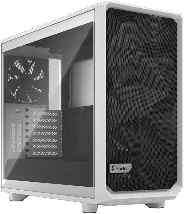 Kasë kompjuteri Fractal Design Meshify 2, me panel anësor transparent, e bardhë / zezë