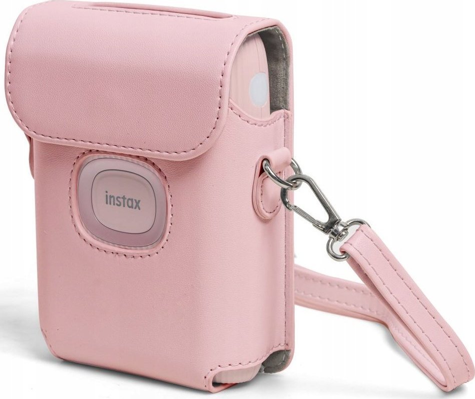 Çantë mbrojtëse LoveInstant për Fujifilm Instax Mini Link 2, lëkurë eko, me rrip, rozë