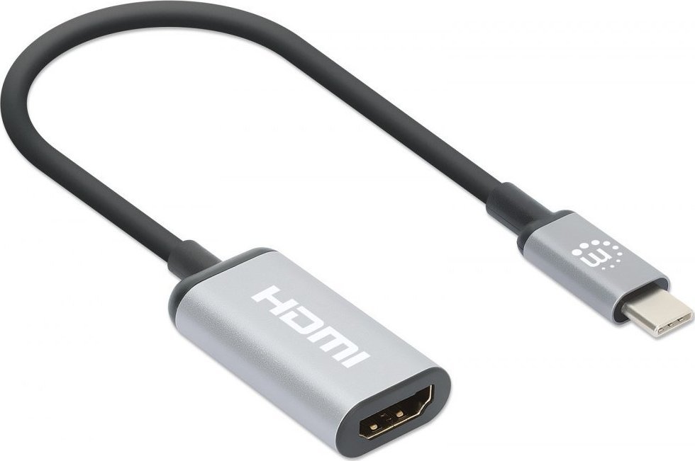 Adapter USB Manhattan USB-C 3.2 në HDMI, 4K 60Hz, gri
