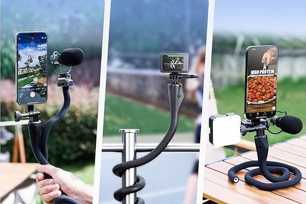Mbajtëse magnetike telefoni JJC TP FT3, tub fleksibël, e zezë