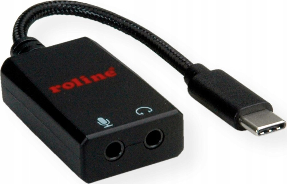 Adapter audio Roline USB Type C në 2x 3.5mm, 0.13m, i bardhë
