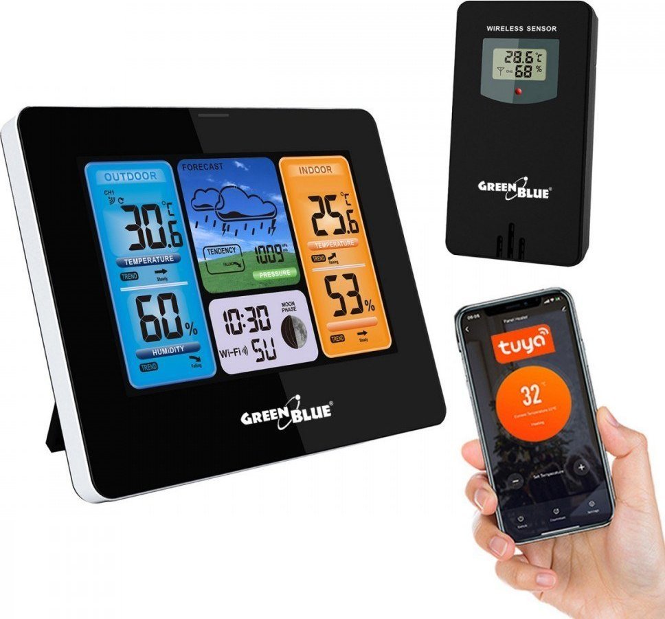 Stacion moti GreenBlue GB215, WiFi, sensor i jashtëm, i zi